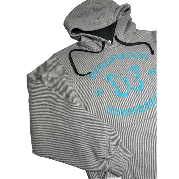 Dollywood Hoodie Sweatshirt Size S Gray Striped Blue Butterfly Dolly Parton - Picture 2 of 16